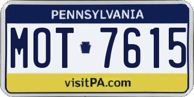 PA license plate MOT7615