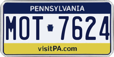 PA license plate MOT7624