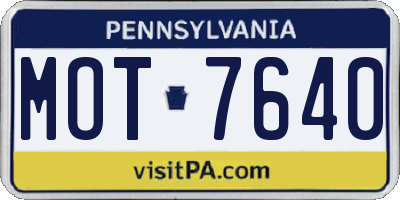 PA license plate MOT7640
