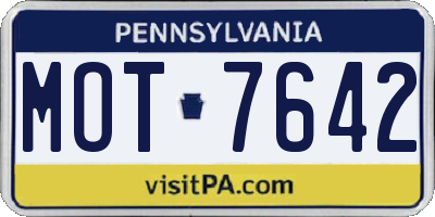 PA license plate MOT7642