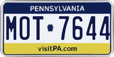 PA license plate MOT7644