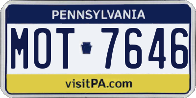 PA license plate MOT7646