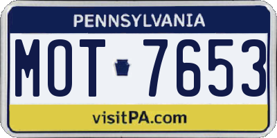 PA license plate MOT7653