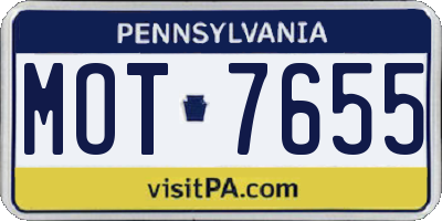 PA license plate MOT7655