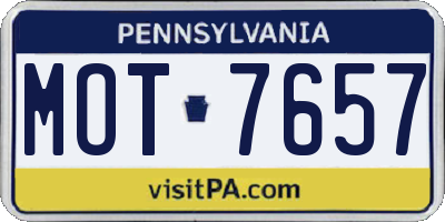 PA license plate MOT7657