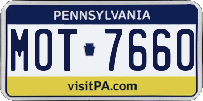 PA license plate MOT7660