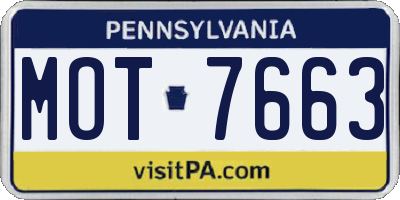 PA license plate MOT7663