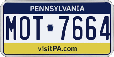 PA license plate MOT7664