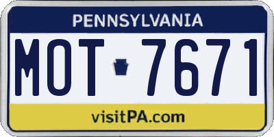 PA license plate MOT7671