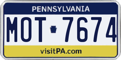 PA license plate MOT7674