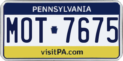 PA license plate MOT7675