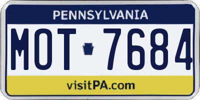 PA license plate MOT7684