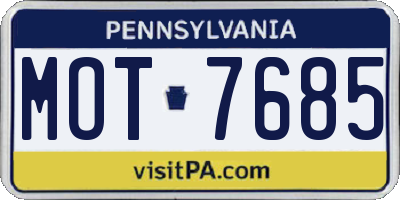 PA license plate MOT7685