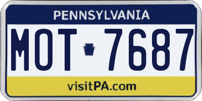 PA license plate MOT7687