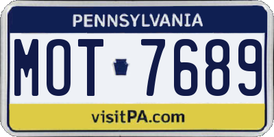 PA license plate MOT7689