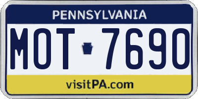 PA license plate MOT7690