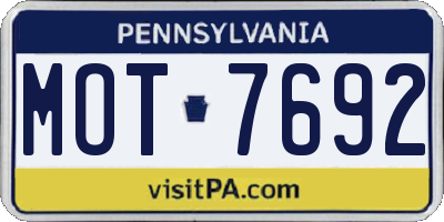 PA license plate MOT7692