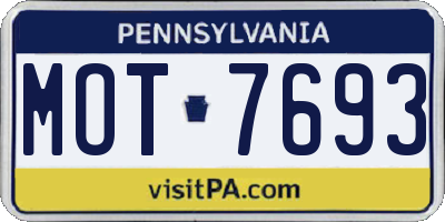 PA license plate MOT7693