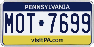 PA license plate MOT7699