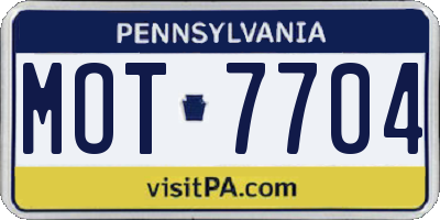 PA license plate MOT7704