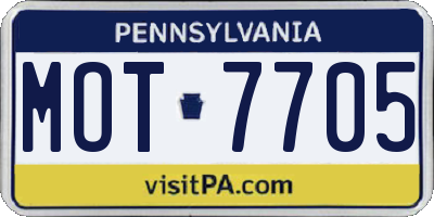 PA license plate MOT7705