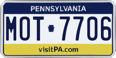 PA license plate MOT7706