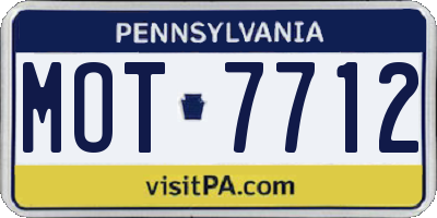 PA license plate MOT7712