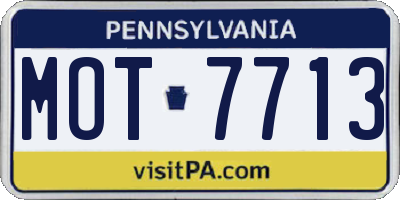 PA license plate MOT7713