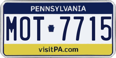 PA license plate MOT7715