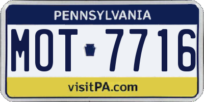 PA license plate MOT7716