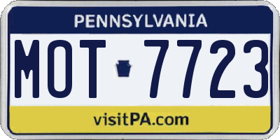 PA license plate MOT7723