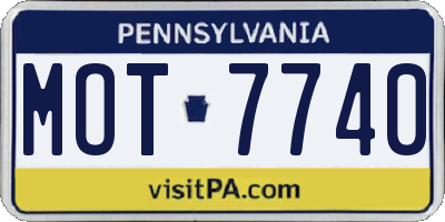 PA license plate MOT7740