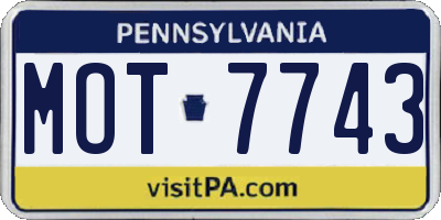 PA license plate MOT7743