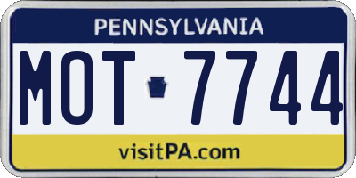 PA license plate MOT7744