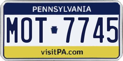 PA license plate MOT7745