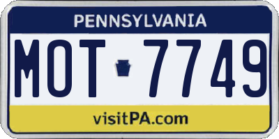 PA license plate MOT7749
