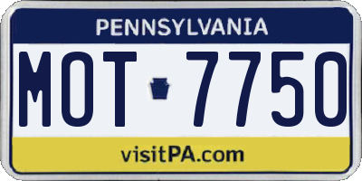 PA license plate MOT7750