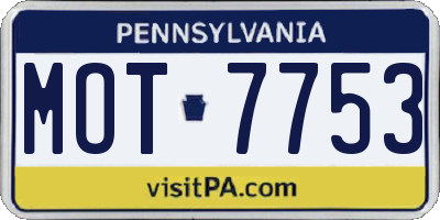 PA license plate MOT7753