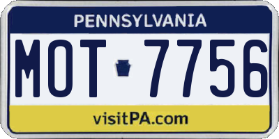 PA license plate MOT7756