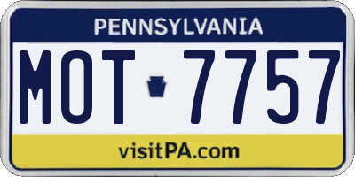 PA license plate MOT7757