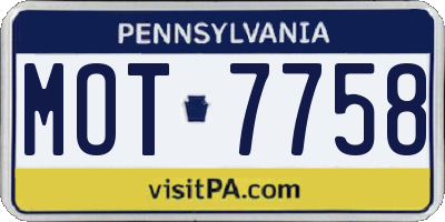 PA license plate MOT7758