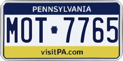 PA license plate MOT7765