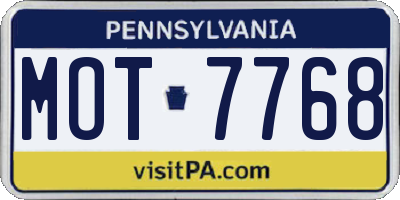 PA license plate MOT7768