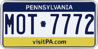PA license plate MOT7772