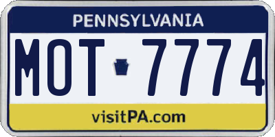 PA license plate MOT7774