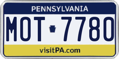 PA license plate MOT7780