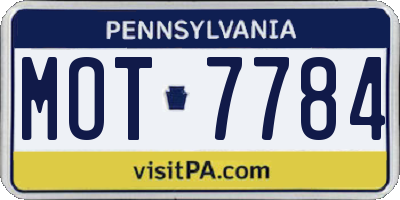PA license plate MOT7784