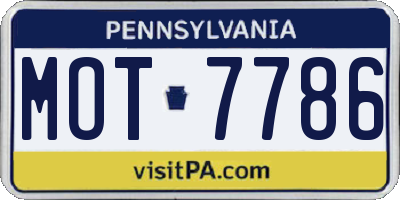 PA license plate MOT7786