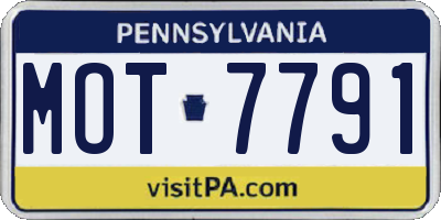 PA license plate MOT7791