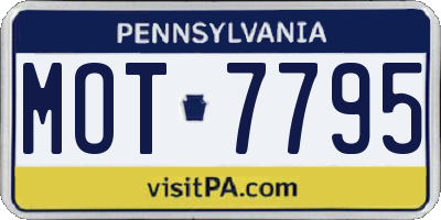 PA license plate MOT7795